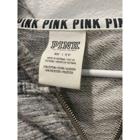 PINK Victoria’s Secret Gray Zip Up Hoodie Size Xs - Picture 5 of 5